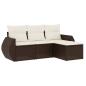 Preview: 4-tlg. Garten-Sofagarnitur mit Kissen Braun Poly Rattan