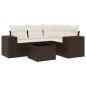 Preview: 5-tlg. Garten-Sofagarnitur mit Kissen Braun Poly Rattan