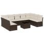Preview: 10-tlg. Garten-Sofagarnitur mit Kissen Braun Poly Rattan