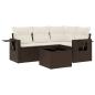 Preview: 5-tlg. Garten-Sofagarnitur mit Kissen Braun Poly Rattan