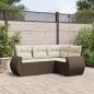 Preview: ARDEBO.de - 4-tlg. Garten-Sofagarnitur mit Kissen Braun Poly Rattan