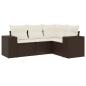 Preview: 4-tlg. Garten-Sofagarnitur mit Kissen Braun Poly Rattan