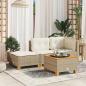 Preview: ARDEBO.de - Gartenhocker mit Kissen Beige 63,5x56x32 cm Poly Rattan