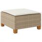 Preview: Gartenhocker mit Kissen Beige 63,5x56x32 cm Poly Rattan