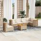 Preview: ARDEBO.de - 7-tlg. Garten-Sofagarnitur mit Kissen Beige Poly Rattan