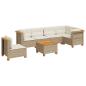 Preview: 7-tlg. Garten-Sofagarnitur mit Kissen Beige Poly Rattan