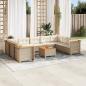 Preview: ARDEBO.de - 10-tlg. Garten-Sofagarnitur mit Kissen Beige Poly Rattan