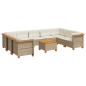 Preview: 10-tlg. Garten-Sofagarnitur mit Kissen Beige Poly Rattan