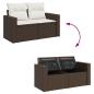 Preview: 6-tlg. Garten-Sofagarnitur mit Kissen Braun Poly Rattan