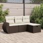 Preview: ARDEBO.de - 4-tlg. Garten-Sofagarnitur mit Kissen Braun Poly Rattan