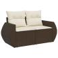 Preview: 7-tlg. Garten-Sofagarnitur mit Kissen Braun Poly Rattan