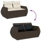 Preview: 7-tlg. Garten-Sofagarnitur mit Kissen Braun Poly Rattan