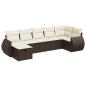 Preview: 7-tlg. Garten-Sofagarnitur mit Kissen Braun Poly Rattan