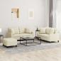 Preview: ARDEBO.de - 3-tlg. Sofagarnitur mit Kissen Creme Kunstleder