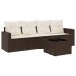 Preview: 5-tlg. Garten-Sofagarnitur mit Kissen Braun Poly Rattan