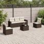 Preview: ARDEBO.de - 6-tlg. Garten-Sofagarnitur mit Kissen Braun Poly Rattan