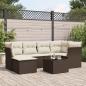Preview: ARDEBO.de - 7-tlg. Garten-Sofagarnitur mit Kissen Braun Poly Rattan