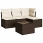 Preview: 5-tlg. Garten-Sofagarnitur mit Kissen Braun Poly Rattan