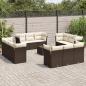 Preview: ARDEBO.de - 13-tlg. Garten-Sofagarnitur mit Kissen Braun Poly Rattan