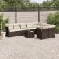 Preview: ARDEBO.de - 10-tlg. Garten-Sofagarnitur mit Kissen Braun Poly Rattan