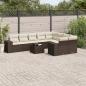 Preview: ARDEBO.de - 10-tlg. Garten-Sofagarnitur mit Kissen Braun Poly Rattan