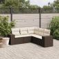 Preview: ARDEBO.de - 5-tlg. Garten-Sofagarnitur mit Kissen Braun Poly Rattan