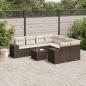 Preview: ARDEBO.de - 9-tlg. Garten-Sofagarnitur mit Kissen Braun Poly Rattan