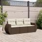 Preview: ARDEBO.de - 3-tlg. Garten-Sofagarnitur mit Kissen Braun Poly Rattan