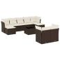 Preview: 10-tlg. Garten-Sofagarnitur mit Kissen Braun Poly Rattan