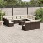 Preview: ARDEBO.de - 14-tlg. Garten-Sofagarnitur mit Kissen Braun Poly Rattan