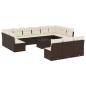 Preview: 14-tlg. Garten-Sofagarnitur mit Kissen Braun Poly Rattan