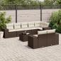 Preview: ARDEBO.de - 9-tlg. Garten-Sofagarnitur mit Kissen Braun Poly Rattan