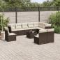 Preview: ARDEBO.de - 11-tlg. Garten-Sofagarnitur mit Kissen Braun Poly Rattan