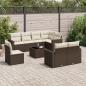 Preview: ARDEBO.de - 9-tlg. Garten-Sofagarnitur mit Kissen Braun Poly Rattan