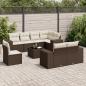 Preview: ARDEBO.de - 9-tlg. Garten-Sofagarnitur mit Kissen Braun Poly Rattan