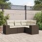 Preview: ARDEBO.de - 4-tlg. Garten-Sofagarnitur mit Kissen Braun Poly Rattan