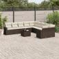 Preview: ARDEBO.de - 11-tlg. Garten-Sofagarnitur mit Kissen Braun Poly Rattan