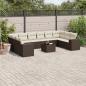 Preview: ARDEBO.de - 11-tlg. Garten-Sofagarnitur mit Kissen Braun Poly Rattan