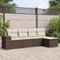 Preview: ARDEBO.de - 5-tlg. Garten-Sofagarnitur mit Kissen Braun Poly Rattan