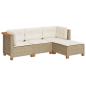 Preview: 4-tlg. Garten-Sofagarnitur mit Kissen Beige Poly Rattan