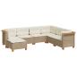 Preview: 7-tlg. Garten-Sofagarnitur mit Kissen Beige Poly Rattan