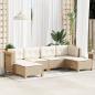 Preview: ARDEBO.de - 6-tlg. Garten-Sofagarnitur mit Kissen Beige Poly Rattan