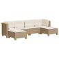 Preview: 6-tlg. Garten-Sofagarnitur mit Kissen Beige Poly Rattan