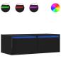 Preview: TV-Schrank mit LED-Leuchten Schwarz Eichen-Optik 75x35,5x25 cm