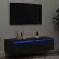 Preview: ARDEBO.de - TV-Schrank mit LED-Leuchten Schwarz Eichen-Optik 100x35,5x25 cm