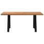 Preview: Esstisch Hellbraun 180x90x74 cm Massivholz Eiche Rechteckig
