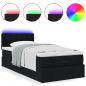 Preview: Ottoman-Bett mit Matratze Schwarz 90x200 cm Stoff