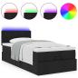 Preview: Ottoman-Bett mit Matratze Schwarz 90x200 cm Stoff