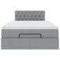 Preview: Ottoman-Bett mit Matratze Hellgrau 120x190 cm Stoff