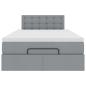 Preview: Ottoman-Bett mit Matratze Hellgrau 120x200 cm Stoff